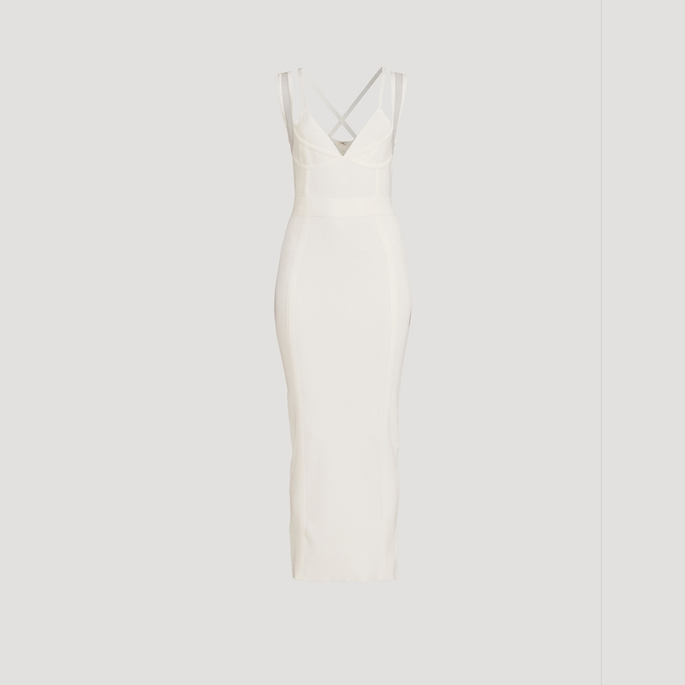 Herve Leger Bustier Gown With Sheer Overlay size XS